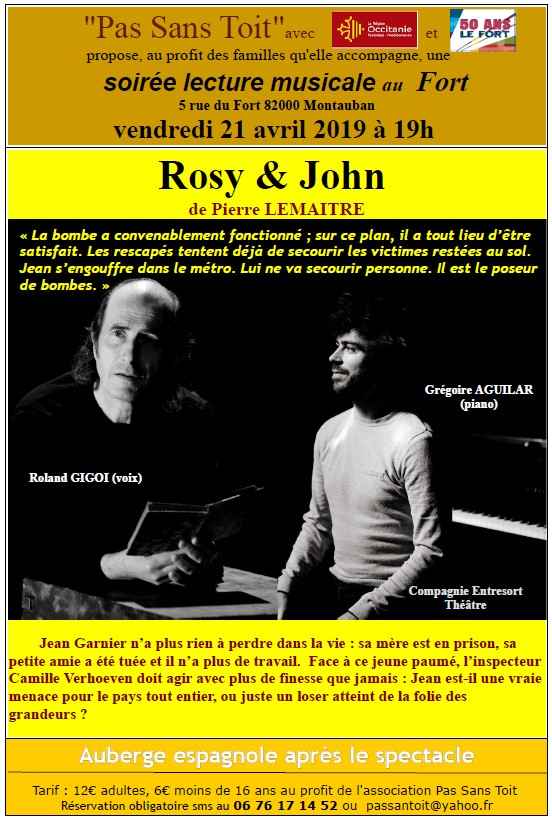 Rosy & & john lecture musicale de soutien Le Fort PAS SANS TOIT montauban concert spectacle